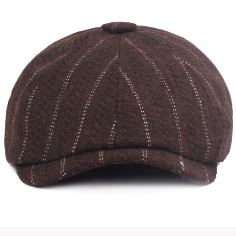 Leeds Striped Wool Newsboy Cap - Classic Striped Wool Hat for Timeless Style Look
