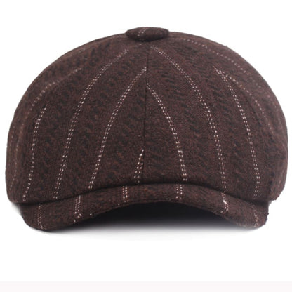 Leeds Striped Wool Newsboy Cap - Classic Striped Wool Hat for Timeless Style Look
