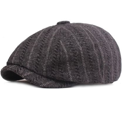 Leeds Striped Wool Newsboy Cap - Classic Striped Wool Hat for Timeless Style Look