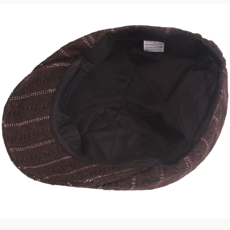 Leeds Striped Wool Newsboy Cap - Classic Striped Wool Hat for Timeless Style Look