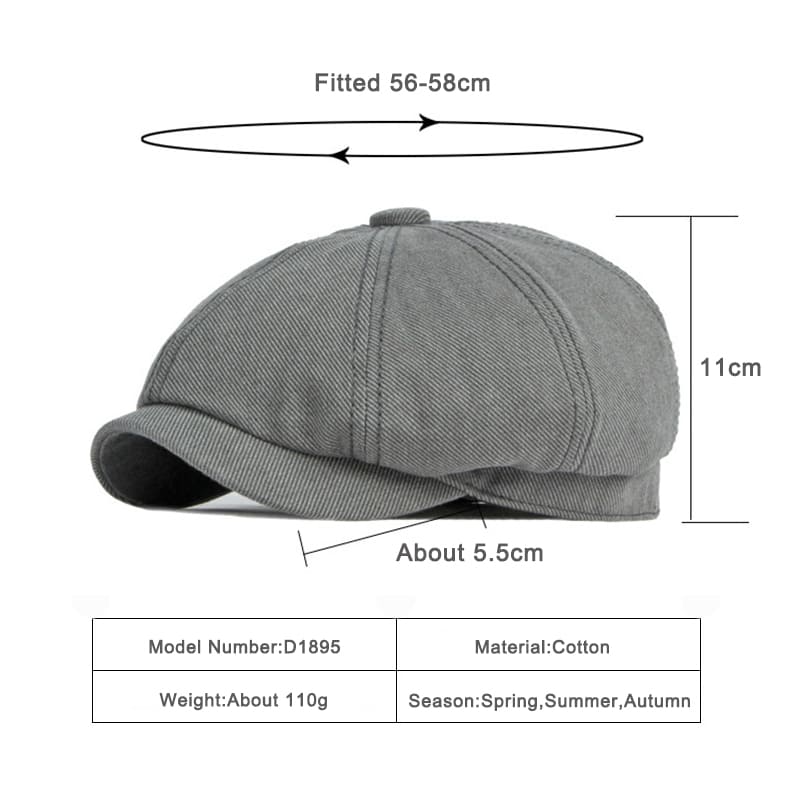 Lemuel Cotton Newsboy Cap - Classic Cotton Newsboy Cap With Timeless Style For Any Look