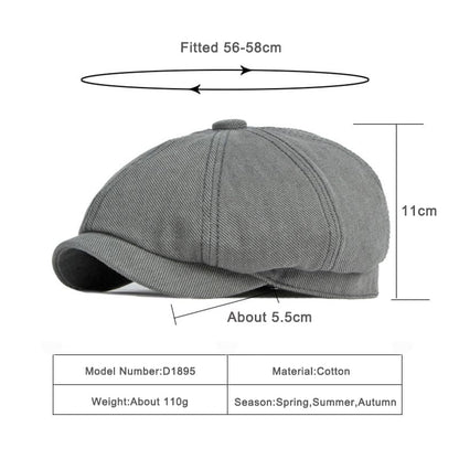 Lemuel Cotton Newsboy Cap - Classic Cotton Newsboy Cap With Timeless Style For Any Look