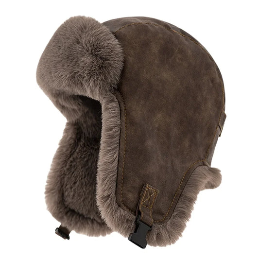 Leningrad Winter Trapper Hat – Leather Fur Lined Windproof Hat