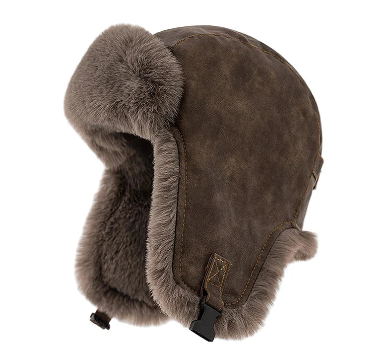 Leningrad Winter Trapper Hat – Leather Fur Lined Windproof Hat