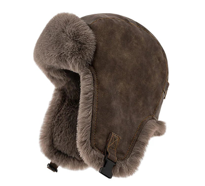 Leningrad Winter Trapper Hat – Leather Fur Lined Windproof Hat