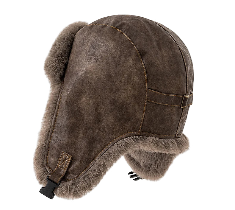 Leningrad Winter Trapper Hat – Leather Fur Lined Windproof Hat