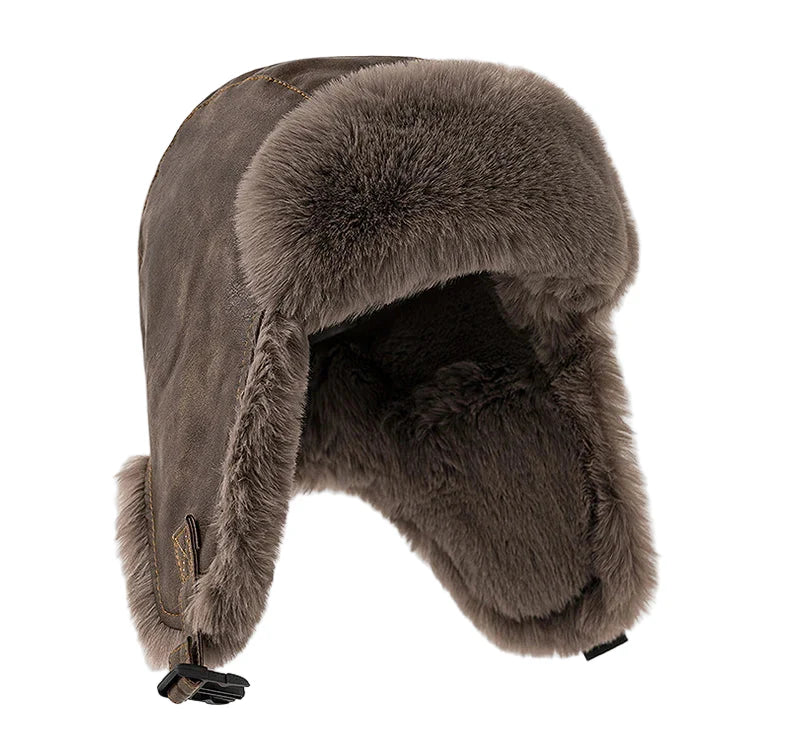 Leningrad Winter Trapper Hat – Leather Fur Lined Windproof Hat