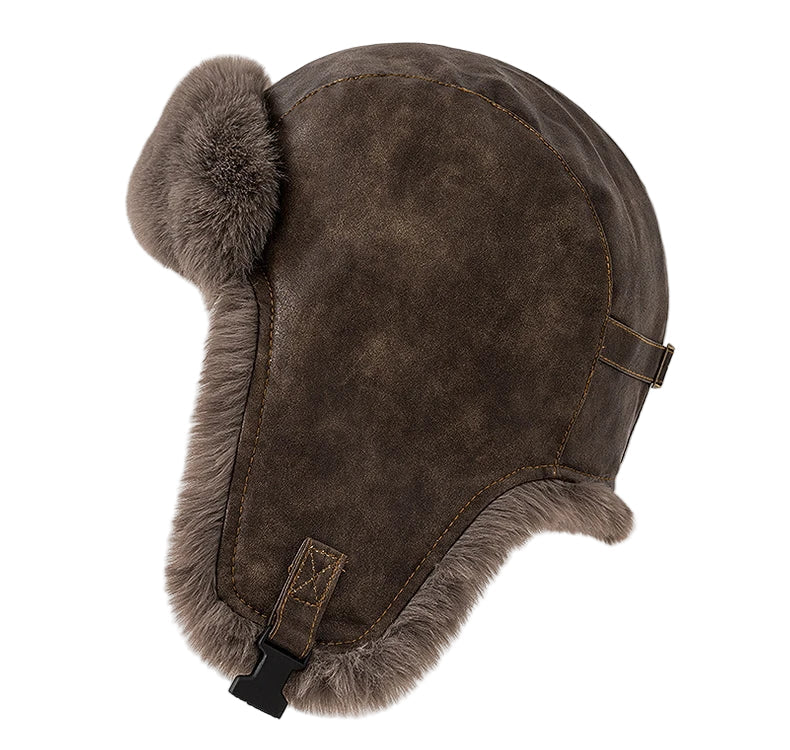 Leningrad Winter Trapper Hat – Leather Fur Lined Windproof Hat