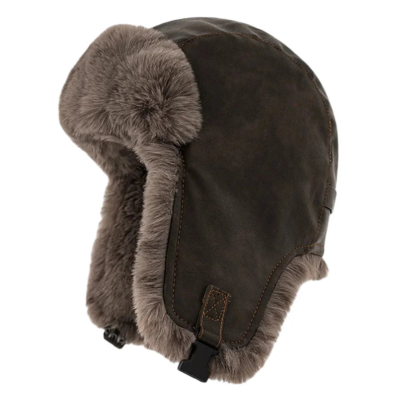 Leningrad Winter Trapper Hat – Leather Fur Lined Windproof Hat