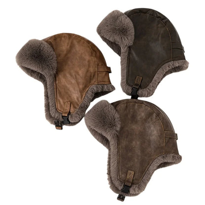 Leningrad Winter Trapper Hat – Leather Fur Lined Windproof Hat
