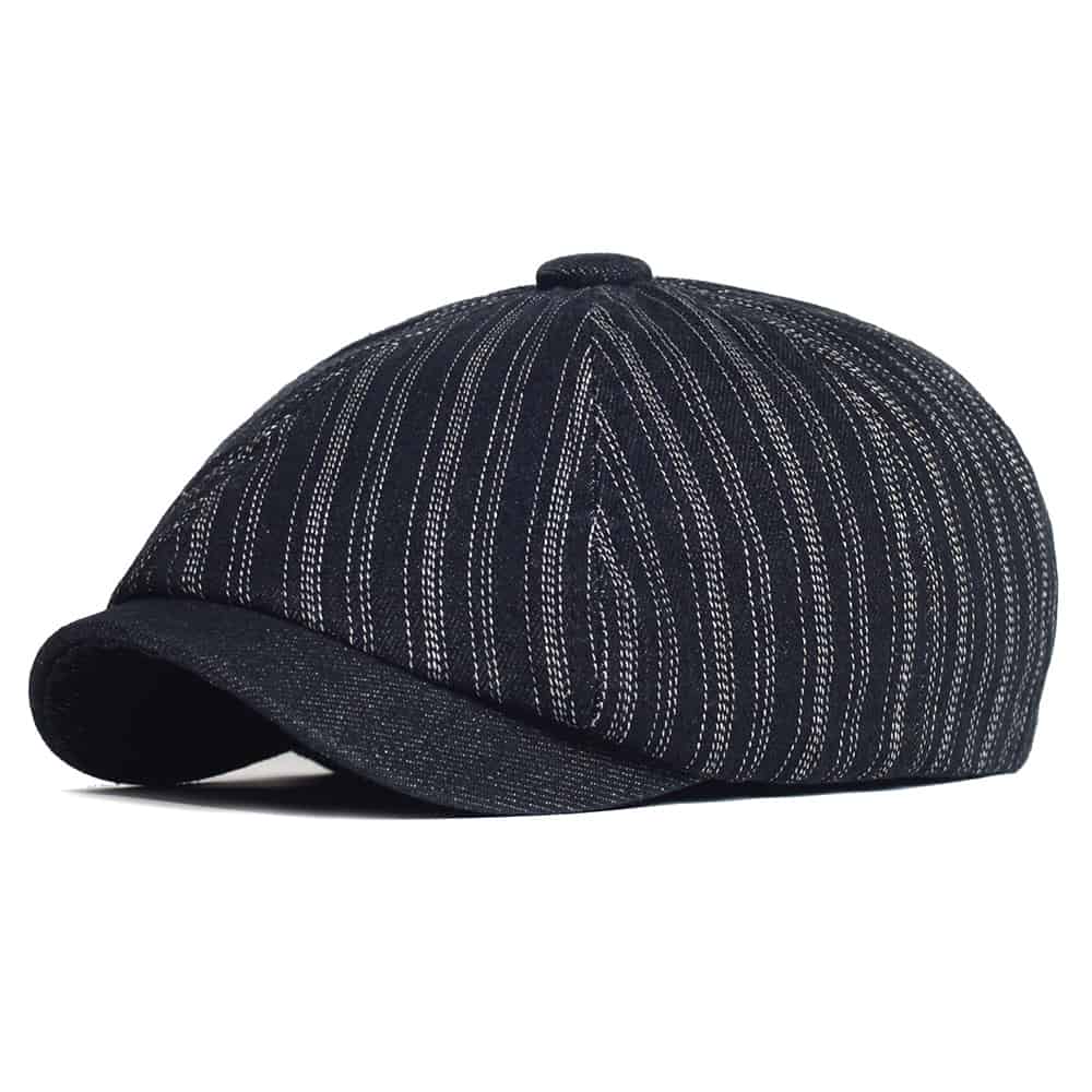 Lens Striped Cotton Newsboy Cap - Classic Striped Cotton Cap For Casual Everyday Looks