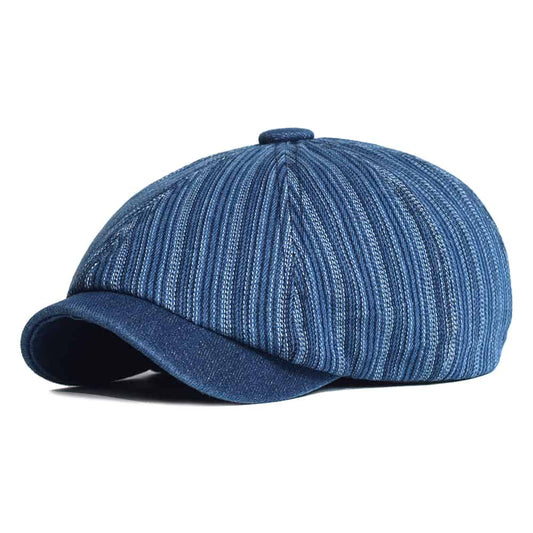 Lens Striped Cotton Newsboy Cap - Classic Striped Cotton Cap For Casual Everyday Looks