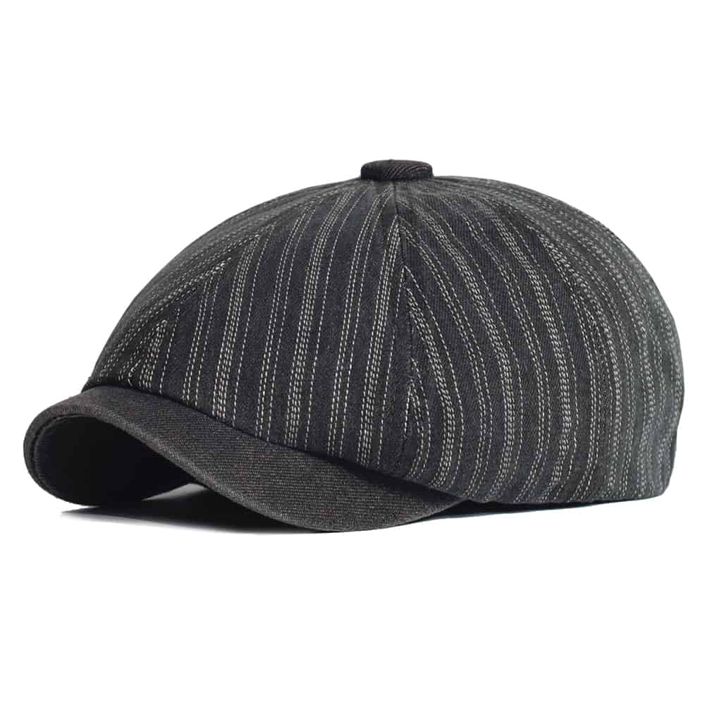 Lens Striped Cotton Newsboy Cap - Classic Striped Cotton Cap For Casual Everyday Looks