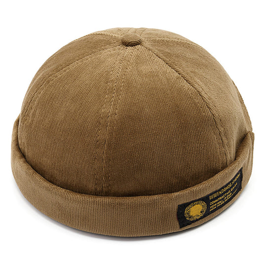 Lesov Vintage Corduroy Docker Cap – Textured Brimless Streetwear Hat