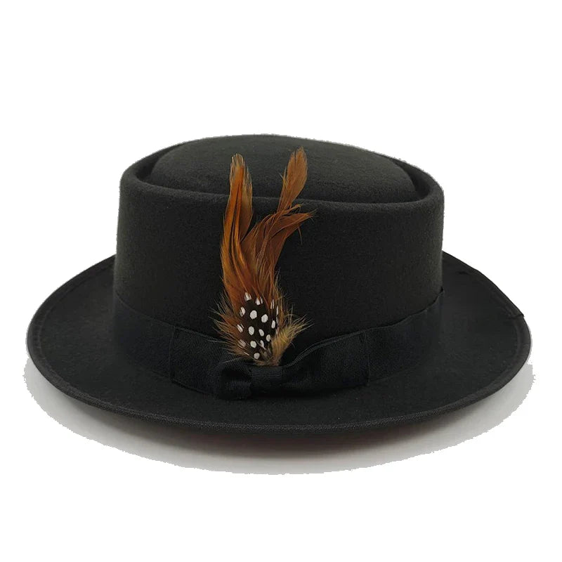 Linegard Retro Feathers Bowler Hat With Pheasant Feather Breathable Cotton