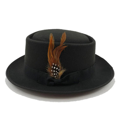 Linegard Retro Feathers Bowler Hat With Pheasant Feather Breathable Cotton