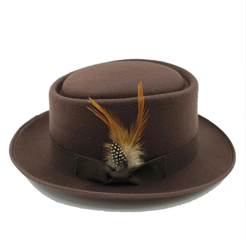 Linegard Retro Feathers Bowler Hat With Pheasant Feather Breathable Cotton