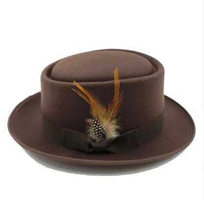 Linegard Retro Feathers Bowler Hat With Pheasant Feather Breathable Cotton
