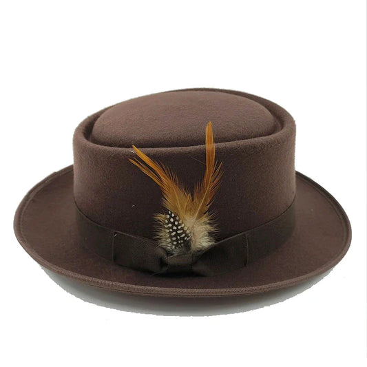 Linegard Retro Feathers Bowler Hat With Pheasant Feather Breathable Cotton
