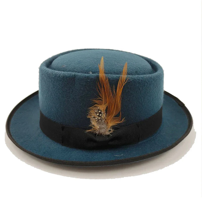 Linegard Retro Feathers Bowler Hat With Pheasant Feather Breathable Cotton