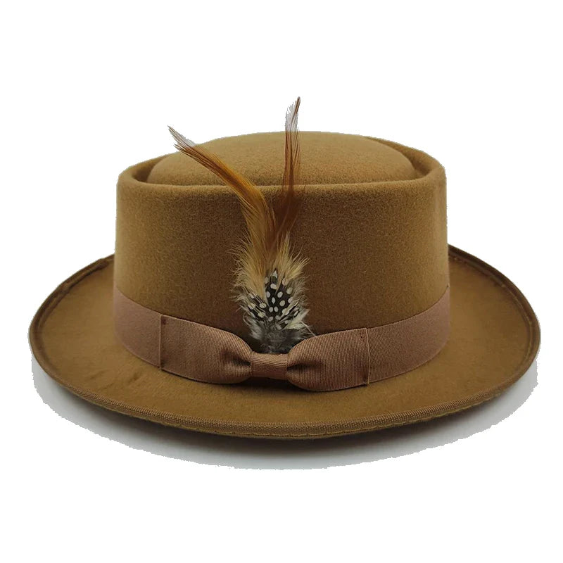 Linegard Retro Feathers Bowler Hat With Pheasant Feather Breathable Cotton