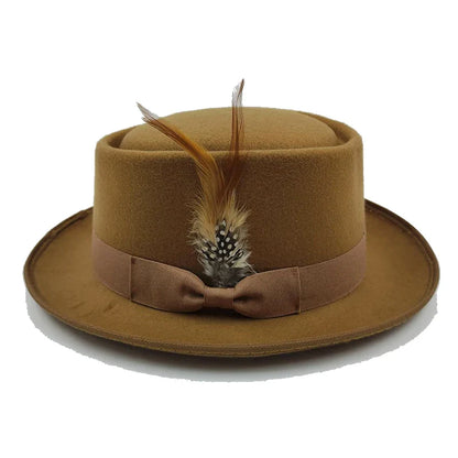 Linegard Retro Feathers Bowler Hat With Pheasant Feather Breathable Cotton