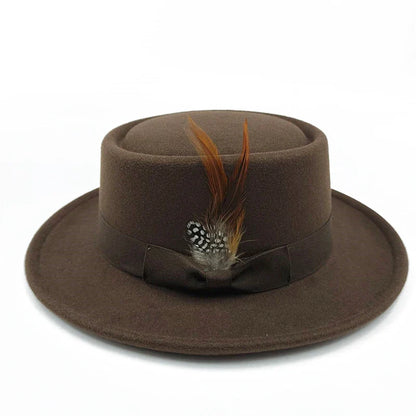 Linegard Retro Feathers Bowler Hat With Pheasant Feather Breathable Cotton