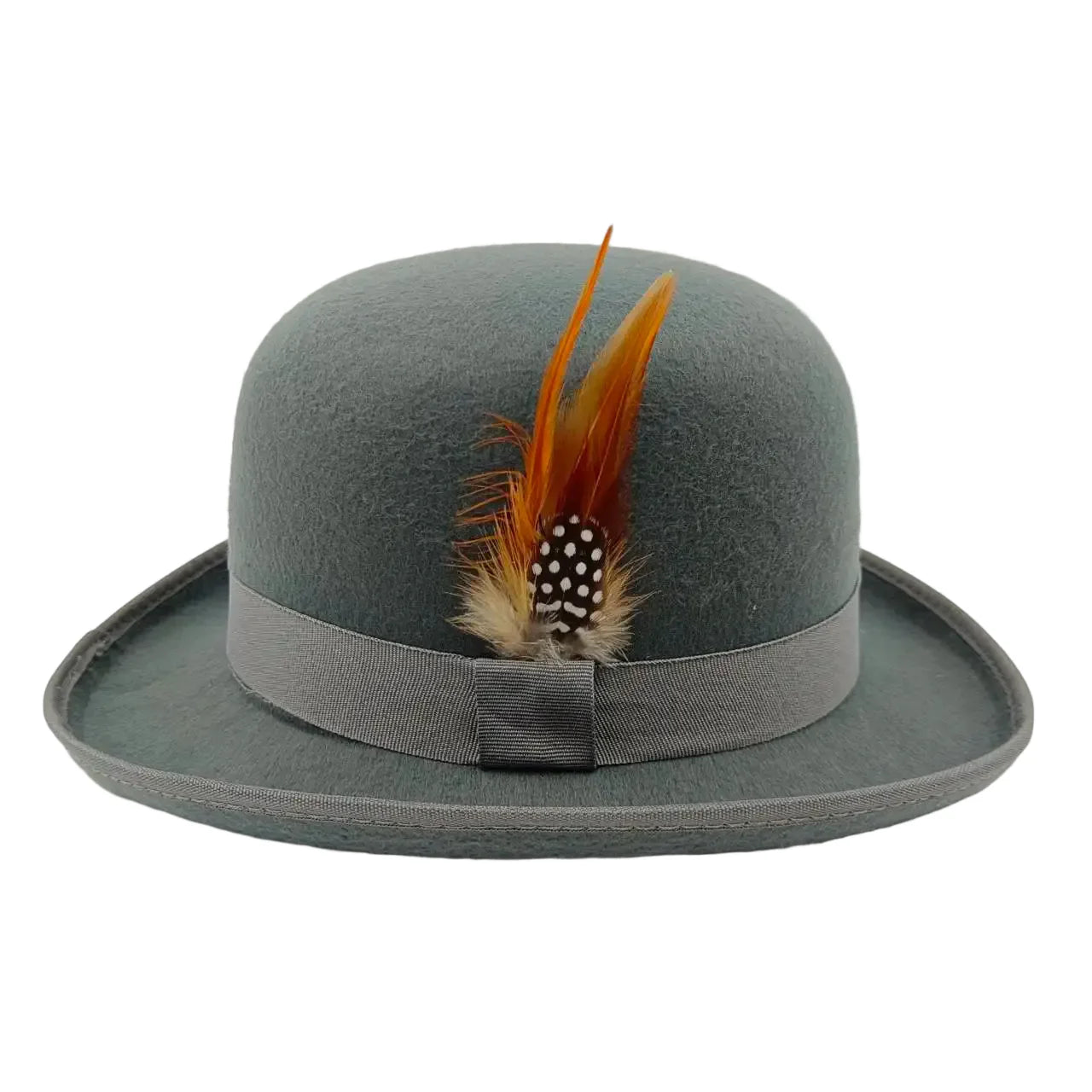Linegard Retro Feathers Bowler Hat With Pheasant Feather Breathable Cotton