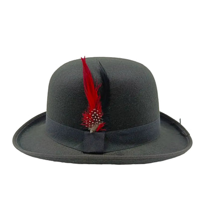 Linegard Retro Feathers Bowler Hat With Pheasant Feather Breathable Cotton