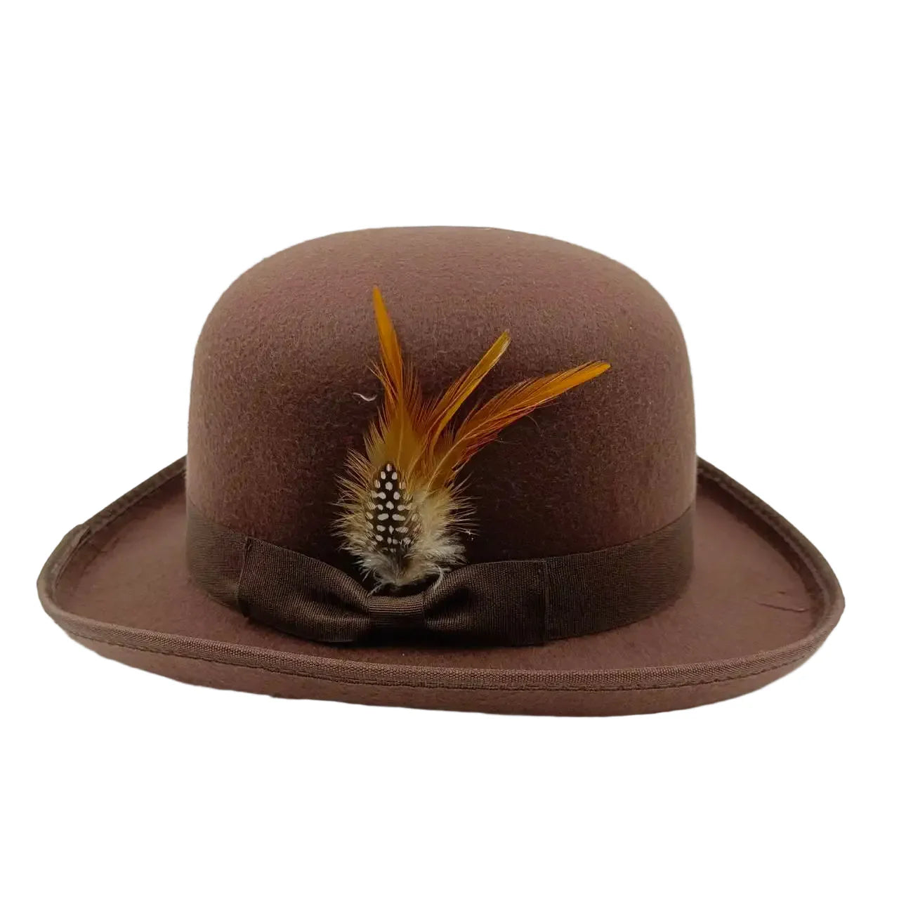 Linegard Retro Feathers Bowler Hat With Pheasant Feather Breathable Cotton