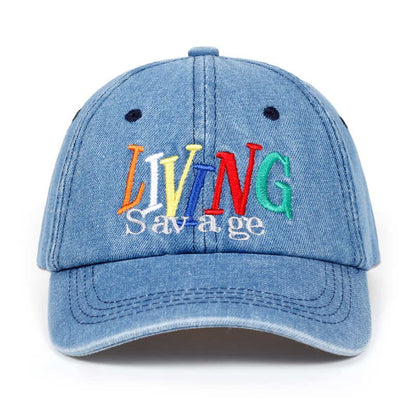Living Savage Denim Baseball Cap - Timeless Denim Cap For Casual Style And Everyday Use