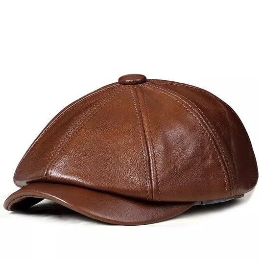 Louis Genuine Leather Newsboy Cap – Premium Vintage Gatsby Hat