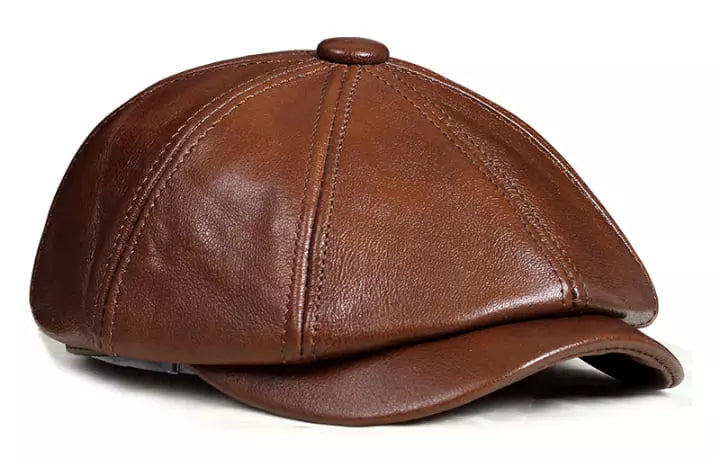Louis Genuine Leather Newsboy Cap – Premium Vintage Gatsby Hat
