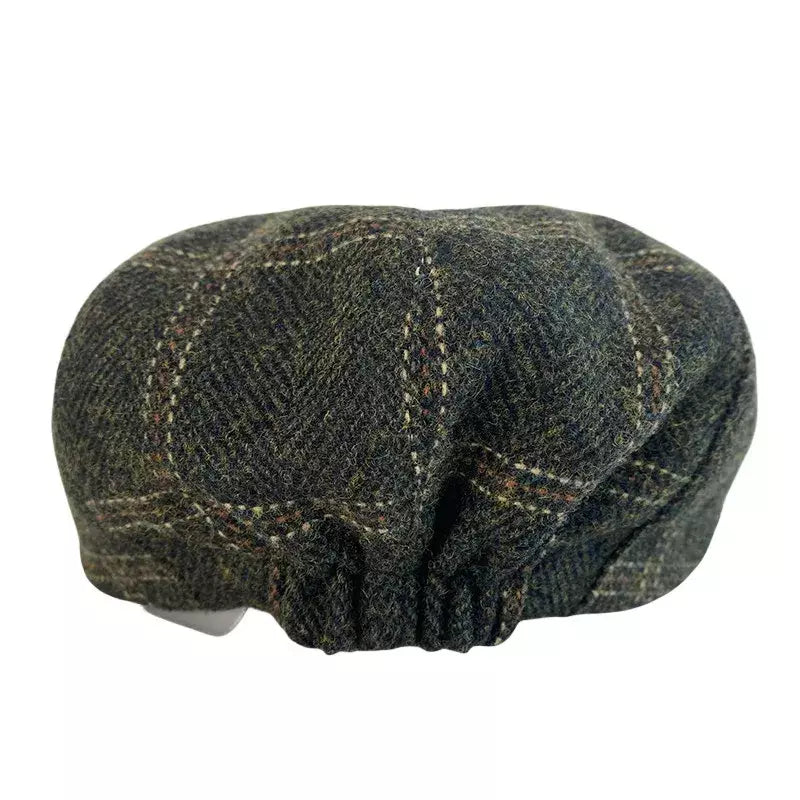 McCook Green Plaid Wool Newsboy Cap - Timeless Scottish Wool Newsboy Cap For Casual Looks