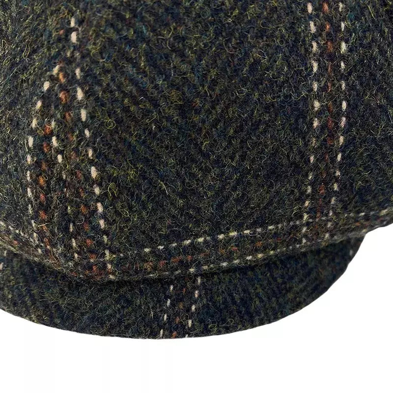 McCook Green Plaid Wool Newsboy Cap - Timeless Scottish Wool Newsboy Cap For Casual Looks