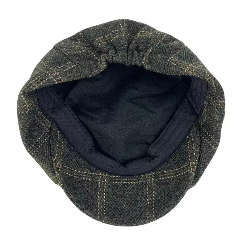 McCook Green Plaid Wool Newsboy Cap - Timeless Scottish Wool Newsboy Cap For Casual Looks