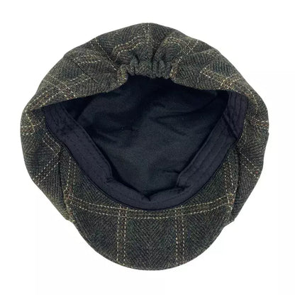 McCook Green Plaid Wool Newsboy Cap - Timeless Scottish Wool Newsboy Cap For Casual Looks