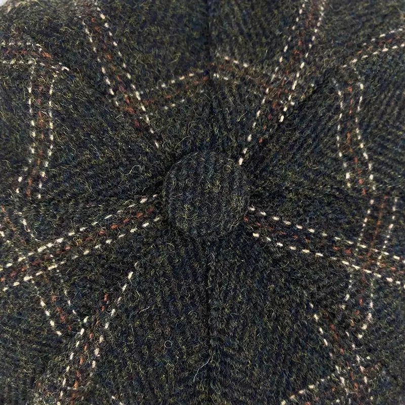 McCook Green Plaid Wool Newsboy Cap - Timeless Scottish Wool Newsboy Cap For Casual Looks
