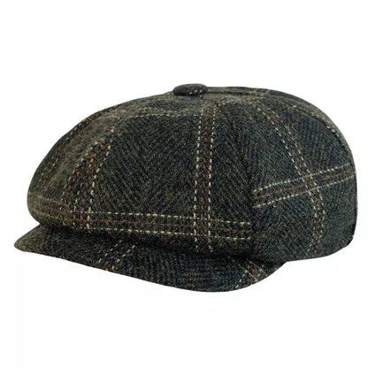 McCook Green Plaid Wool Newsboy Cap - Timeless Scottish Wool Newsboy Cap For Casual Looks