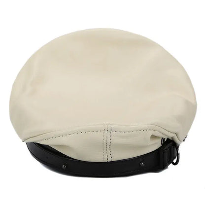 Military Captain Genuine Leather Sailor Cap - Classic Leather Sailor Cap For Military Look