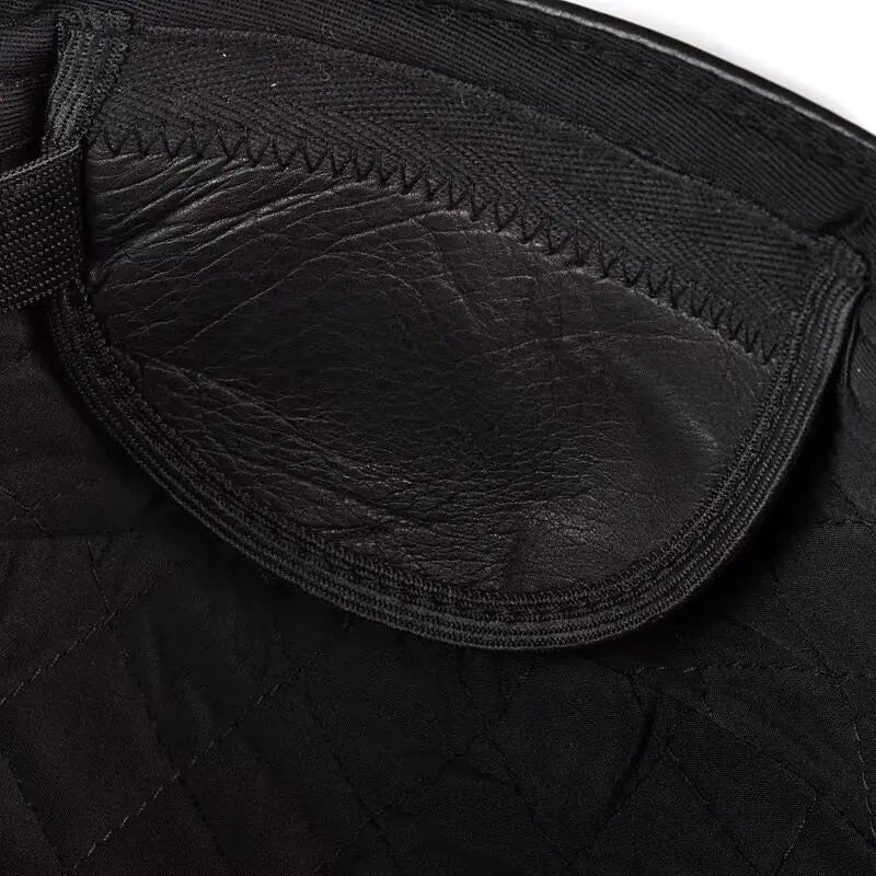 Montagne Genuine Leather Army Cap - Rugged Leather Military Style Cap For Casual Use
