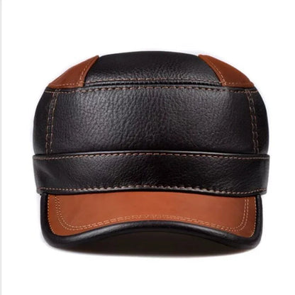 Montagne Genuine Leather Army Cap - Rugged Leather Military Style Cap For Casual Use