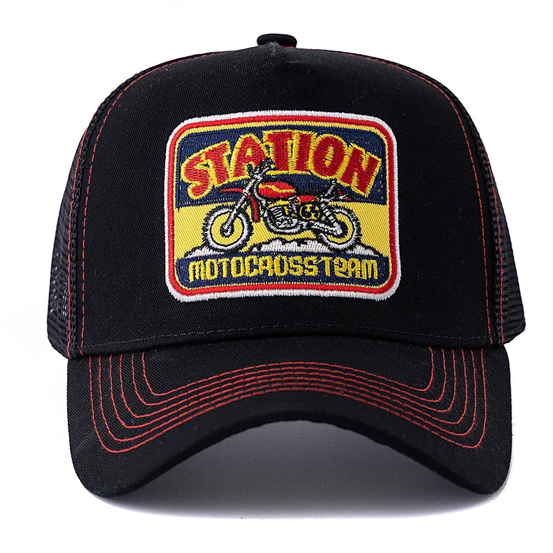 Motocross Station Trucker Cap - Cotton and Mesh Trucker for Riders and Casual Wear