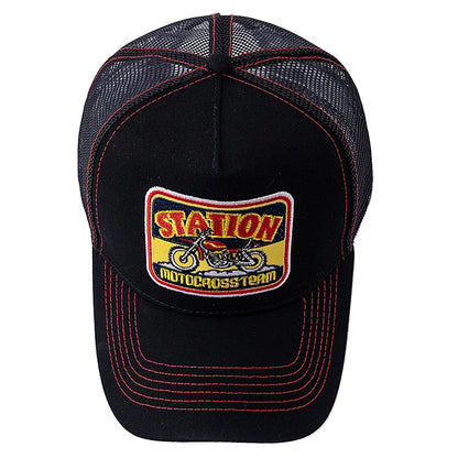 Motocross Station Trucker Cap - Cotton and Mesh Trucker for Riders and Casual Wear