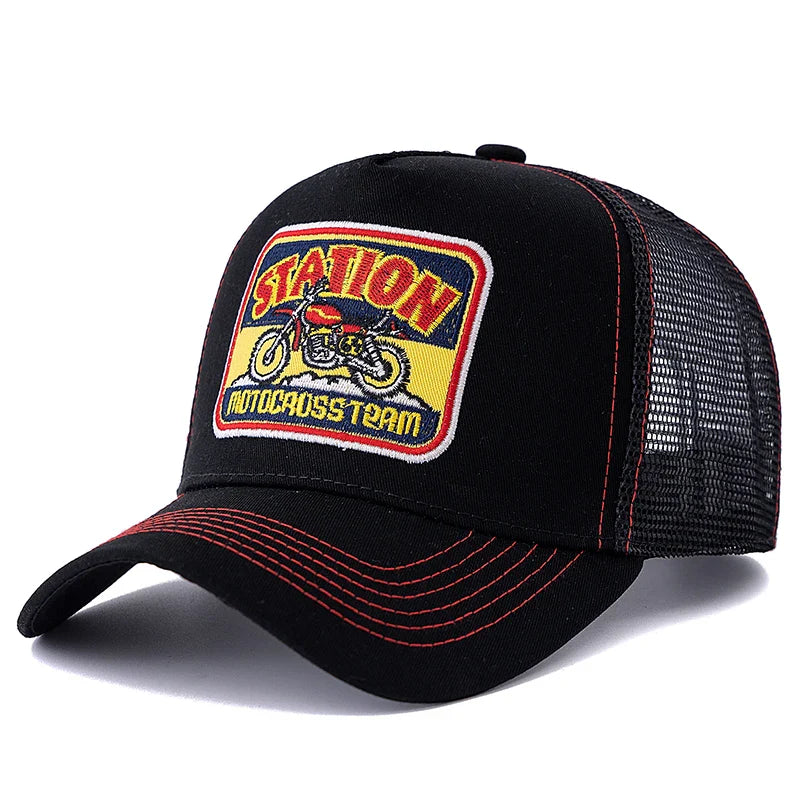 Motocross Station Trucker Cap - Cotton and Mesh Trucker for Riders and Casual Wear
