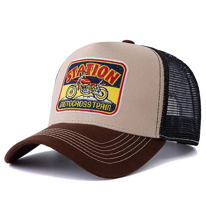 Motocross Station Trucker Cap - Cotton and Mesh Trucker for Riders and Casual Wear