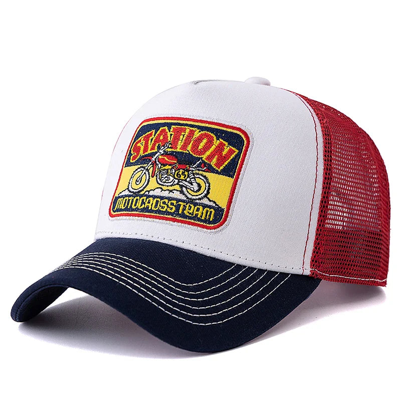 Motocross Station Trucker Cap - Cotton and Mesh Trucker for Riders and Casual Wear