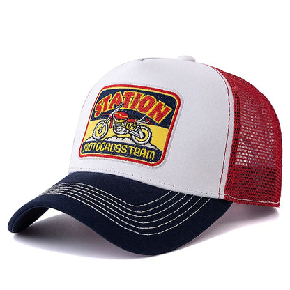 Motocross Station Trucker Cap - Cotton and Mesh Trucker for Riders and Casual Wear