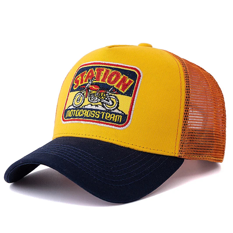 Motocross Station Trucker Cap - Cotton and Mesh Trucker for Riders and Casual Wear