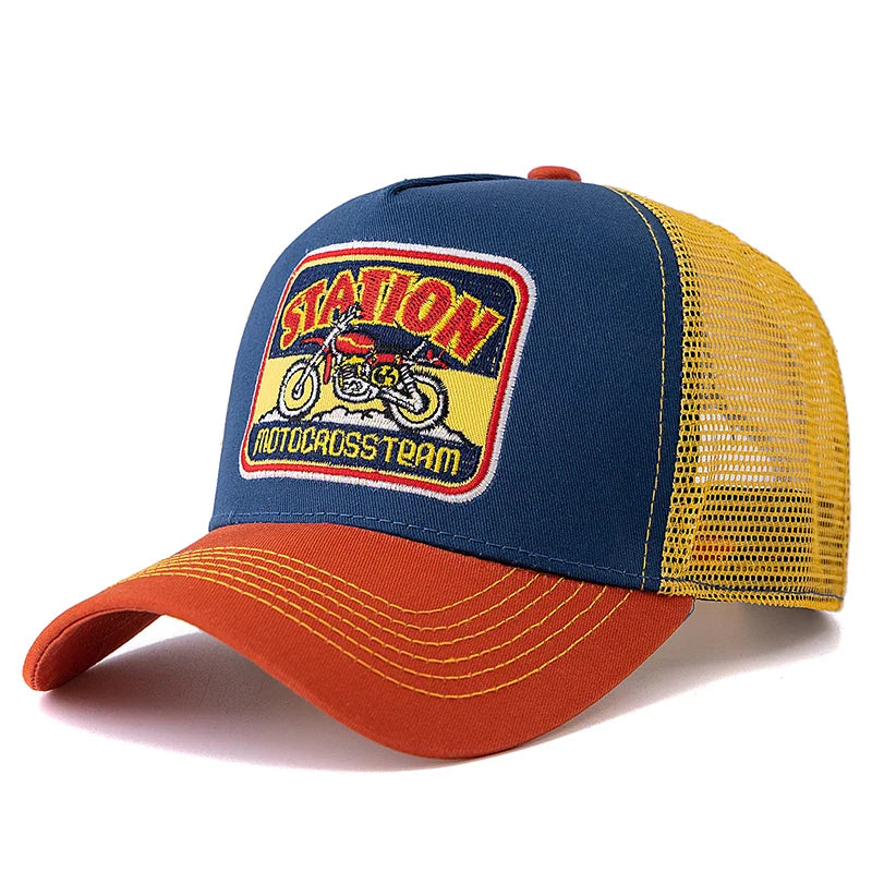 Motocross Station Trucker Cap - Cotton and Mesh Trucker for Riders and Casual Wear
